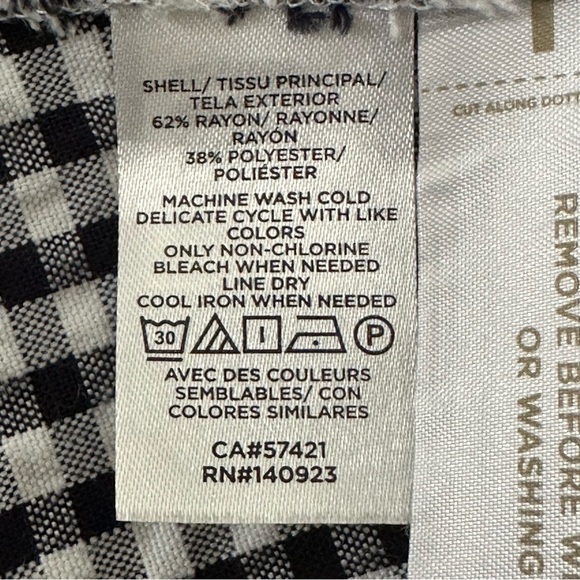 LOFT Black & White Gingham Crossover Back MIDI Dress Pockets Sleeveless Summer S - Picture 14 of 16